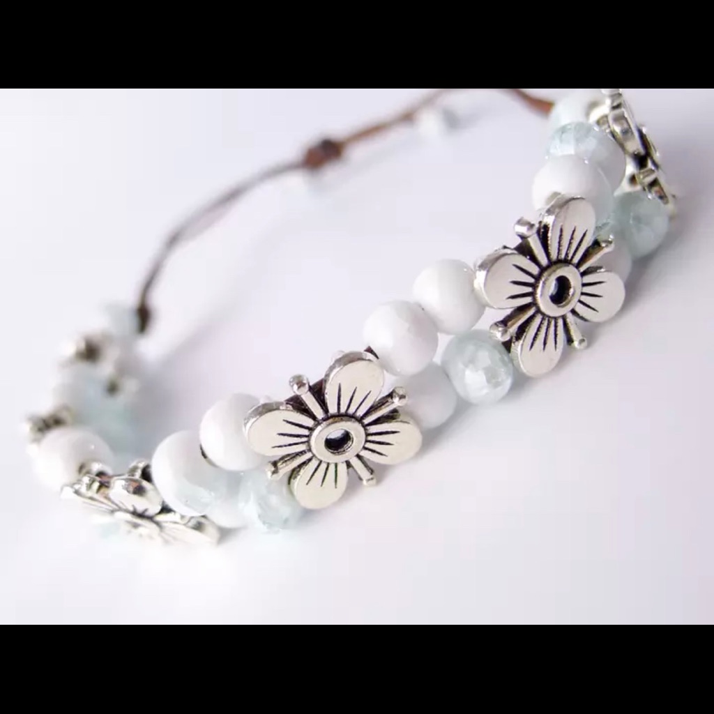 New Ceramic Beaded Bracelet With Silver Brown New Ceramic Beaded Bracelet With Silver Brown